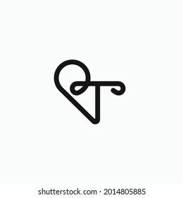 RT or TR letter simple minimal logo icon sign design. Vector illustration isolated object on background