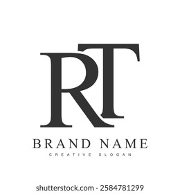 RT trendy logotype template. Initial letter r and t classic font style. Creative logo for company name or identity. Vector illustration.