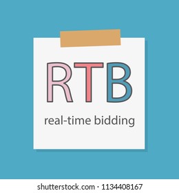 RTB (Real-time bidding) written in a notebook paper- vector illustration