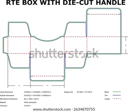 Rte box packaging design die-cut handle template