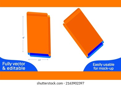 RTE reverse tuck end (3.10x0.40x6) inch box Dieline template