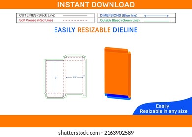 RTE reverse tuck end (3.10x0.40x6) inch box Dieline template