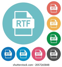 RTF file format flat white icons on round color backgrounds