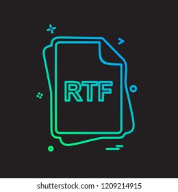 RTF file type icon design vector