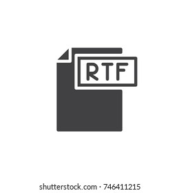 Rtf format document icon vector, filled flat sign, solid pictogram isolated on white. File formats symbol, logo illustration.