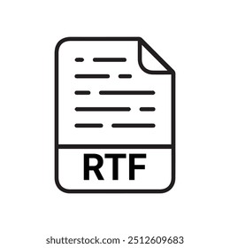 RTF icon, RTF outline vector icon. Thin line black RTF icon, flat vector simple element illustration from editable big data concept isolated on white background