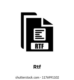 Rtf icon vector isolated on white background, logo concept of Rtf sign on transparent background, filled black symbol