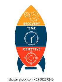 RTO - Recovery Time Objective  acronym. business concept background.  vector illustration concept with keywords and icons. lettering illustration with icons for web banner, flyer, landing page