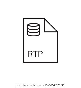 ícone de extensão de arquivo rtp outline traçado editável eps 