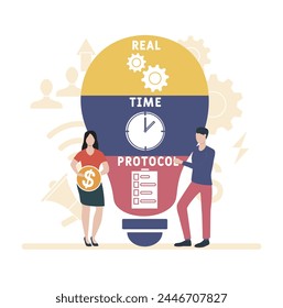 RTP - Real Time Protocol acronym. business concept background. vector illustration concept with keywords and icons. lettering illustration with icon