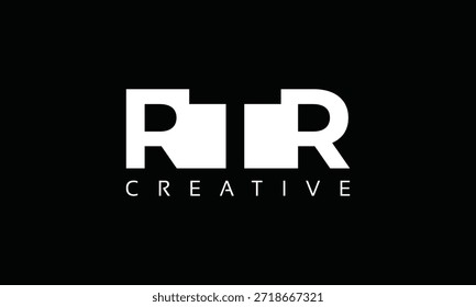 RTR letters Logo with negative space design. Letter with geometric typography. Creative Vector Illustration with letters.