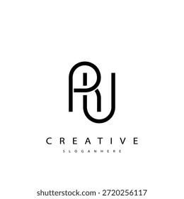 RU Abstract Monogram Logo Design. This logo is designed with a combination of two line letters R and U