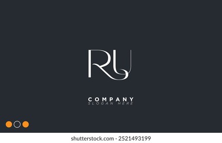  RU Alphabet letters Initials Monogram logo UR, R and U