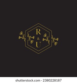 RU elegant wedding initial logo in high quality professional design that will print well across any print media