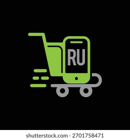 RU Fast Ecommerce Logo Design Vector illustration template, RU Logo Design