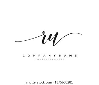 RU handwriting initial  logo vector