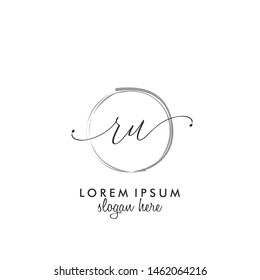 RU Initial beauty monogram logo vector
