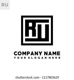RU initial box letter logo template vector