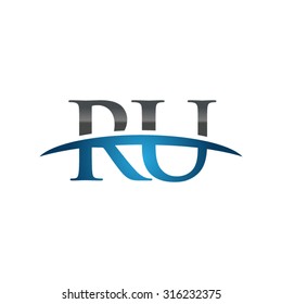 RU initial company blue swoosh logo