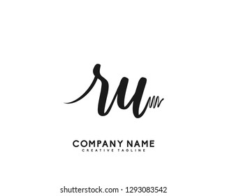 RU Initial Handwriting Logo Template Vector