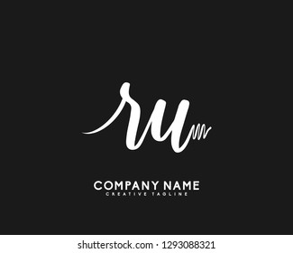 RU Initial Handwriting Logo Template Vector