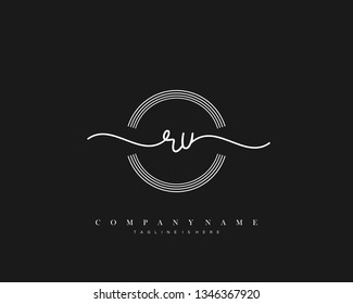 RU initial handwriting logo template vector