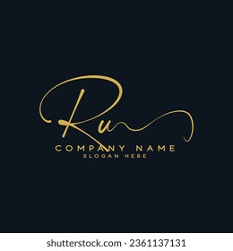 RU Initial letter handwriting and signature logo