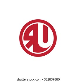 RU initial letters circle business logo red