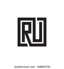 RU initial letters looping linked square monogram logo
