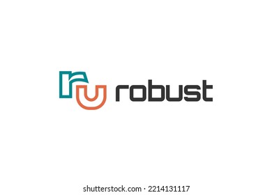 Logotipo inicial RU con estilo sencillo y de esquema. Logotipo adecuado para empresas o tecnologías