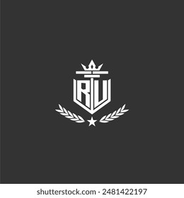 RU initial monogram brand logo design for crown vector image