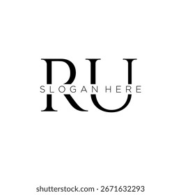 Logotipo inicial do monograma da RU com design de estilo empresarial