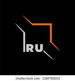 RU initial monogram technologi logo with square style design