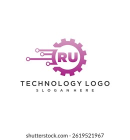 RU initial monogram for technology logo design