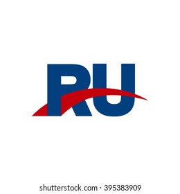 RU initial overlapping swoosh letter logo blue red