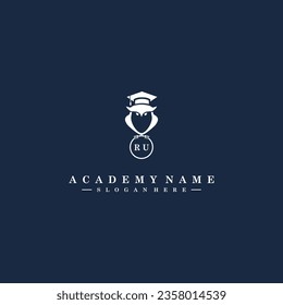 RU Initials Academy Logo Vector Art Icons and Graphics