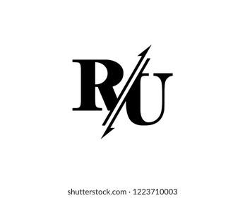 RU initials logo sliced