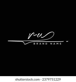 RU letter beauty handwriting vector logo. 