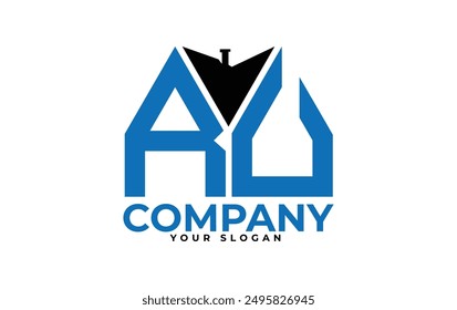 
RU letter creative real estate vector logo design.