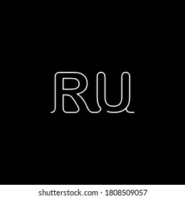 Logo de la letra RU con un bonito fondo negro. Icono de la letra blanca.