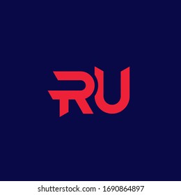 Diseño del logotipo de letras RU, vector