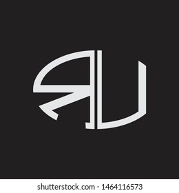 RU Logo letter oval monogram design template with black and white colors
