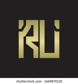 RU Logo with squere shape design template with gold colors