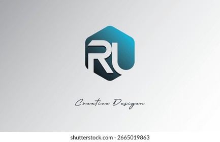 RU Minimal Polygon Form Abstrakte Negative Space Symbol für Branding-Nutzung"