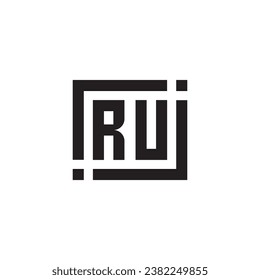 RU minimalist geometric symbol logo in high quality professional design that will print well across any print media