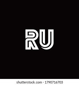 RU monogram logo with abstract line design template