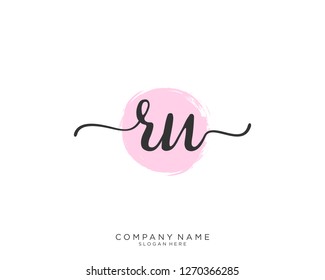 RU R U Initial handwriting logo vector 