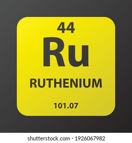 Ru Ruthenium Transition Metal Chemical Element Vector Illustration Diagram, With Atomic Number And Mass. Simple Gradient Flat Design For Education, Lab, Science Class.
