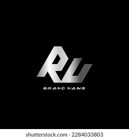 RU Silver Color Monogram Logo Design Vector