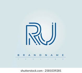 RU Technology Letter Logo Template. This tech letter logo is a graphic mark that uses letters to represent a technology company.